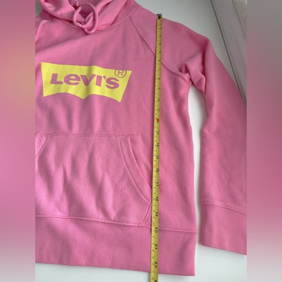 Levis Hoodie Pink Yellow Logo Pullover - Size XS - Picture 6 of 8